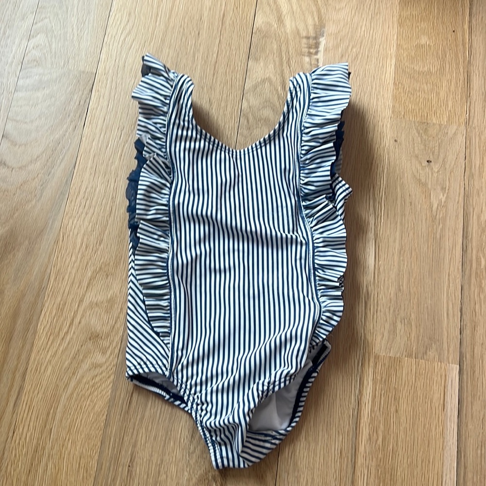 Ruffle Butts blue striped bathing suit